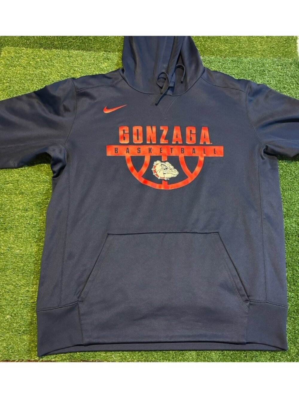 Gonzaga Bulldogs hoodie mens XL blue red nike dri fit basketball sweatshirt